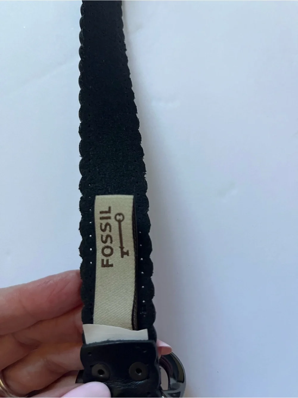 Fossil Black Scalloped Edge Leather Belt Medium Women’s